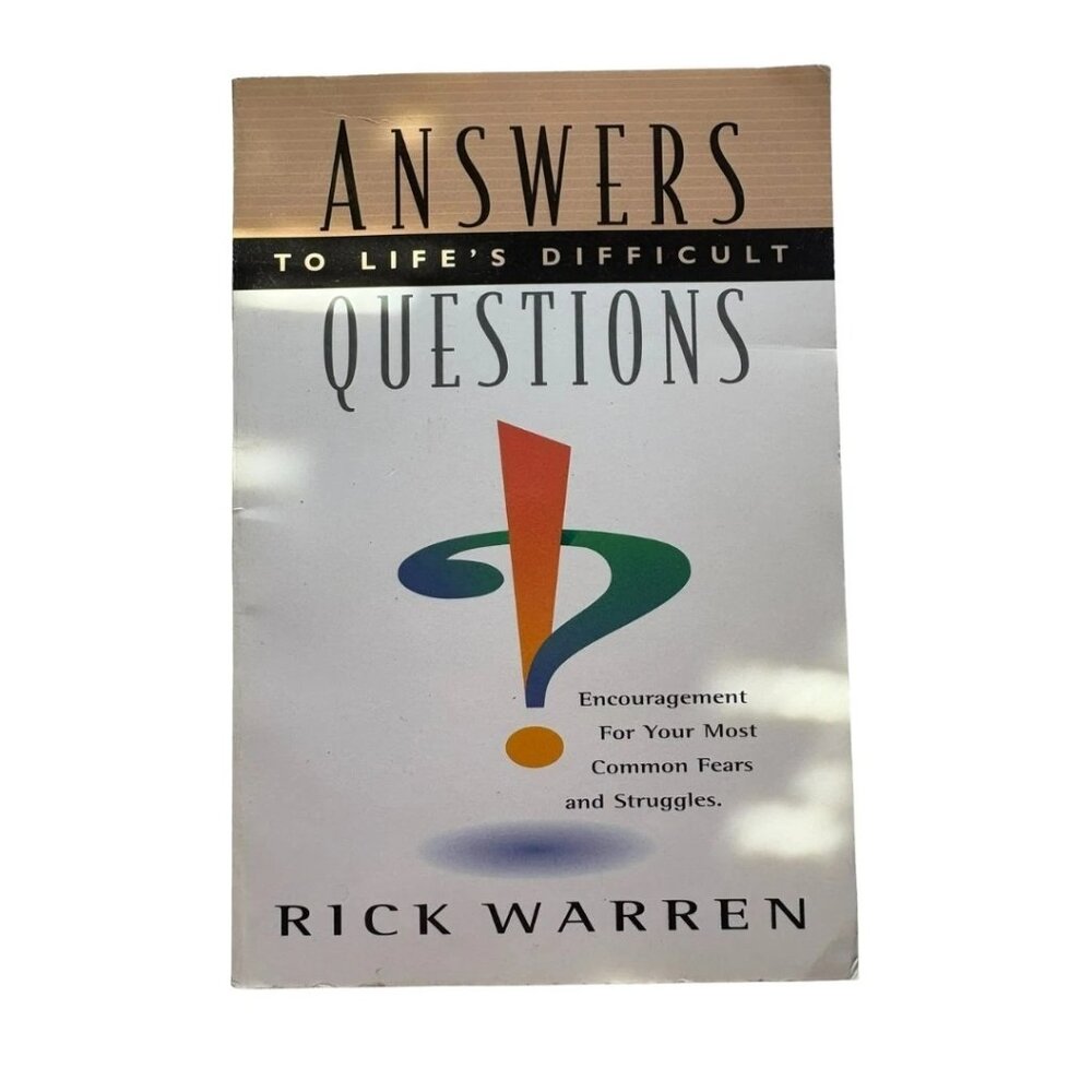 Rick Warren Answers to Life's Difficult Questions Christian Book Encouragement